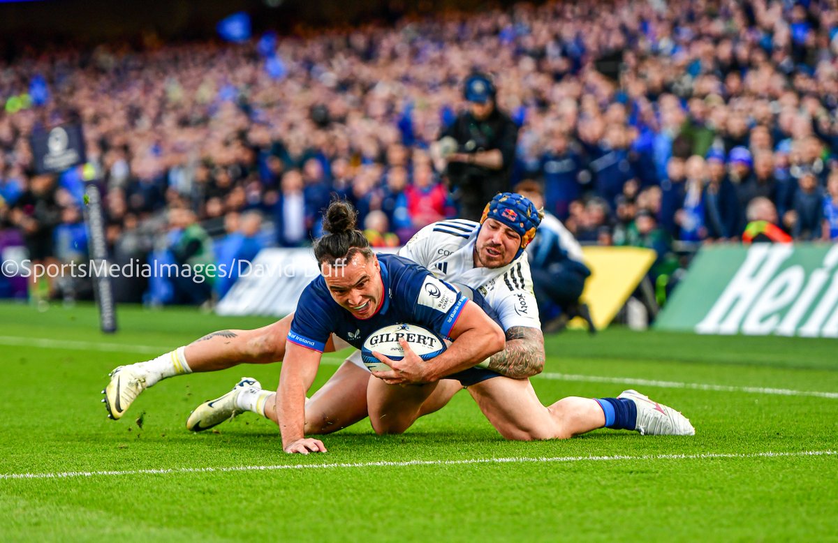 mediaimagescom's tweet photo. @ChampionsCup a great win for @leinsterrugby. James Lowe scoring despite the attention of La Rochelle's Jack  Nowell. https://t.co/hm0wYYKBcL