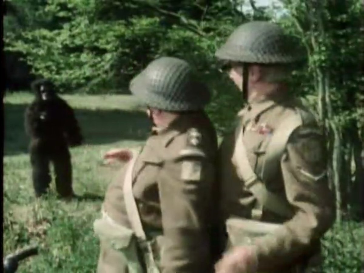 One thing's for certain, there'll be no monkey business while Captain Mainwaring is in charge. #DadsArmy 'Gorilla Warfare'
