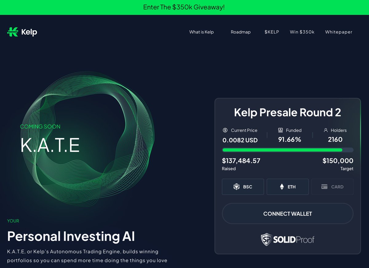 🚨12,500 left til Round is completed for $Kelp!🚨

🦑 Last call til round is full kelpers!

🧐 Have you reserved your spot in #Kelp

⬇️ Download the app and find out why everyone is switching over to Kelp!

kelp.org
tosto.re/kelpapp