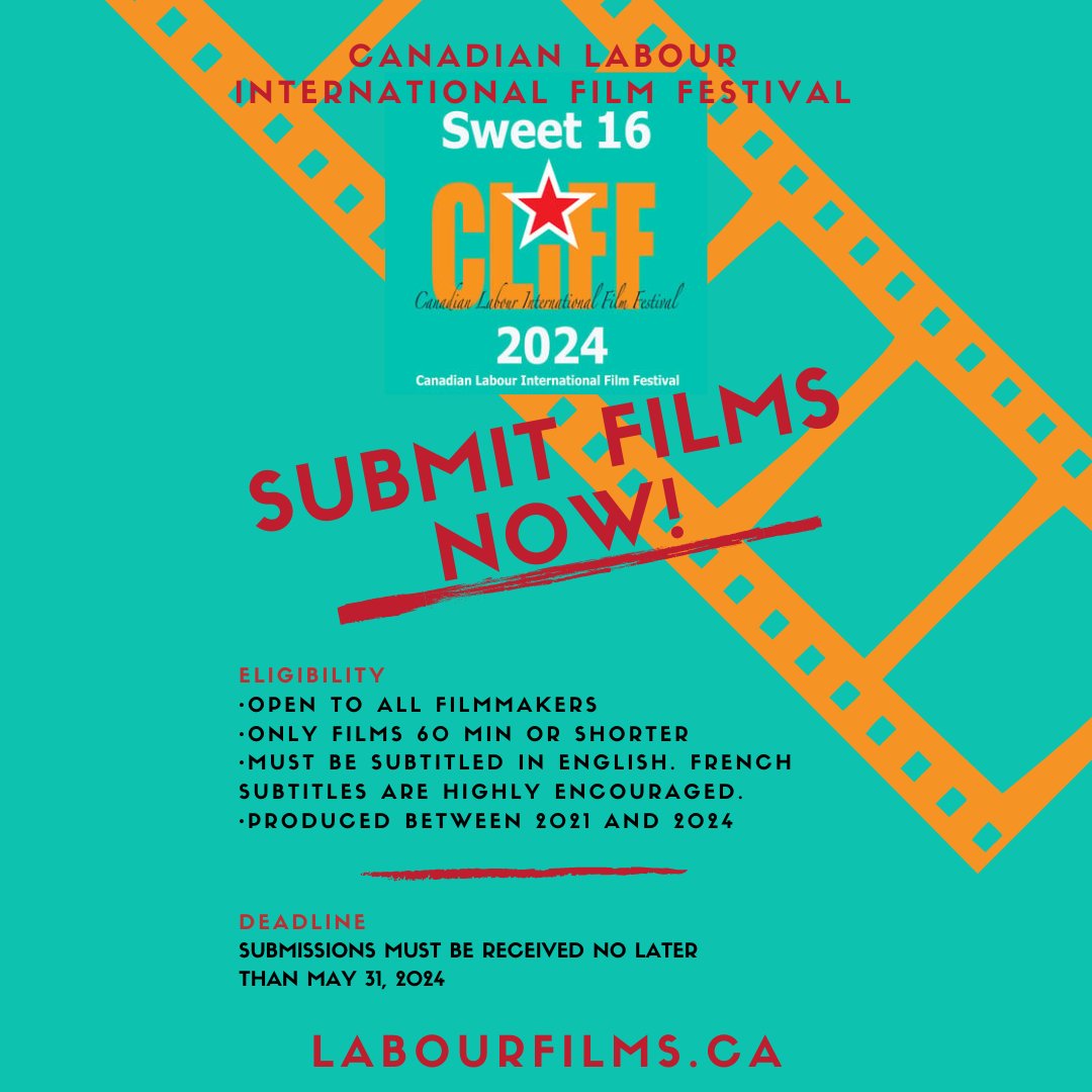 labourfilms's tweet photo. Calling all filmmakers! Submissions for our 2024 film festival are open! #cliff2024 #cliff16 #labourfilms
https://t.co/LyPEEaAVIP https://t.co/Z30ZS4C64W