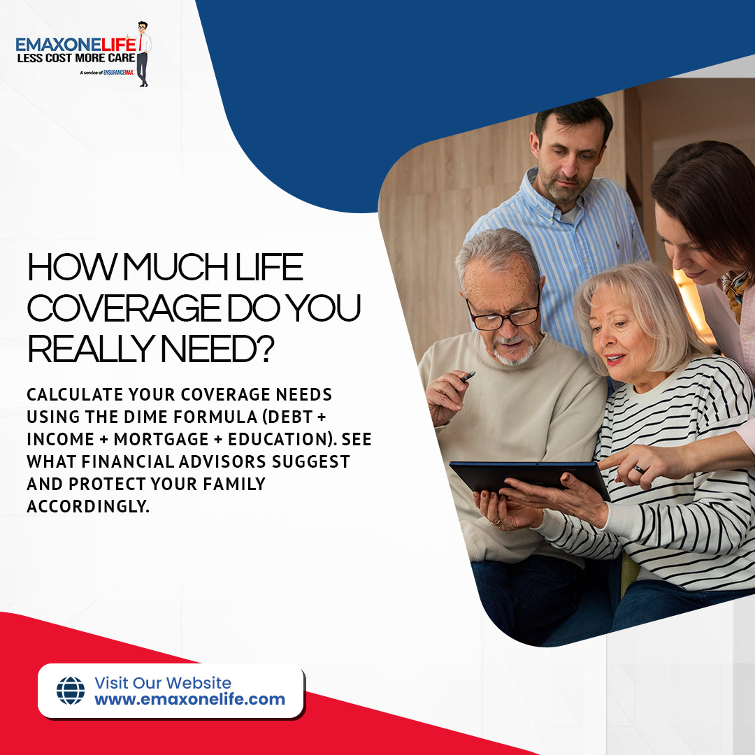 emaxonelife's tweet image. Calculate your ideal life insurance with the DIME formula—Debt, Income, Mortgage, Education.

Find out more: vist.ly/xwji
#CoverageCalculator #ProtectYourFamily #emaxonelife