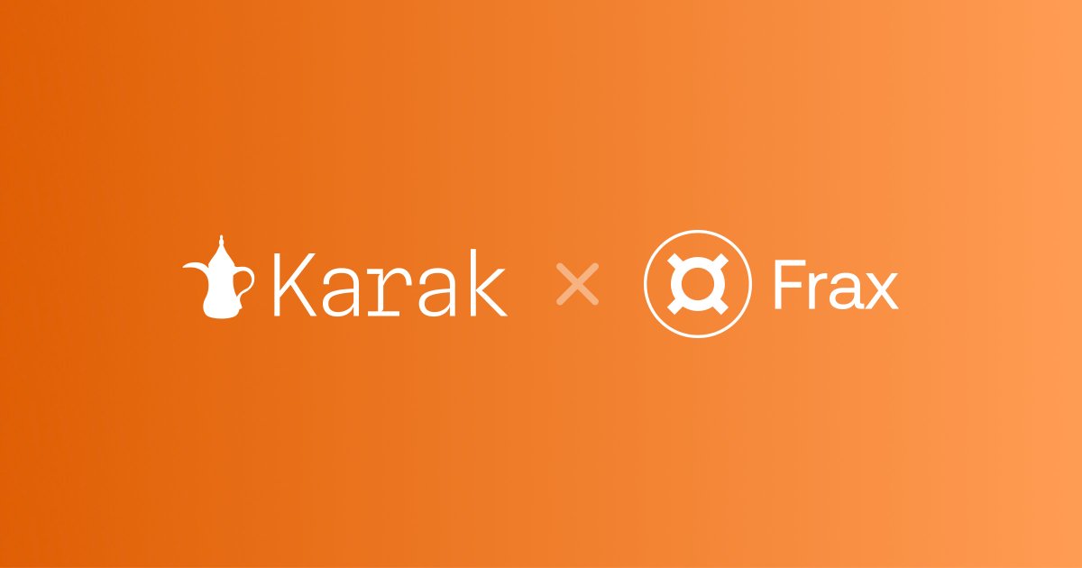 Weekends are for shipping We're excited to announce our integration with @fraxfinance For the first time, the Frax community can restake and earn up to 10M+ FXTL points alongside Karak XP for sFRAX and sfrxETH deposits Only on Karak🍊 Restake here: app.karak.network/pool/ethereum/…