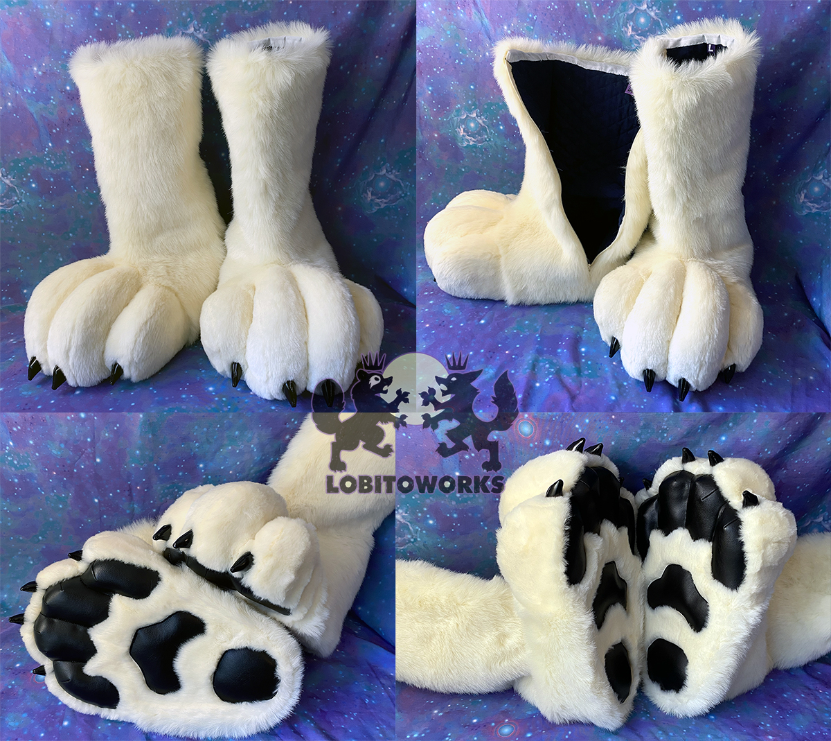 A returning client commissioned some stylish sneakers to go over his feetpaws from us! Client supplied the Converse patches- otherwise we don't work with logos from other brands. These came out great and will protect the detailed foot bottoms of his paws! #fursuit
