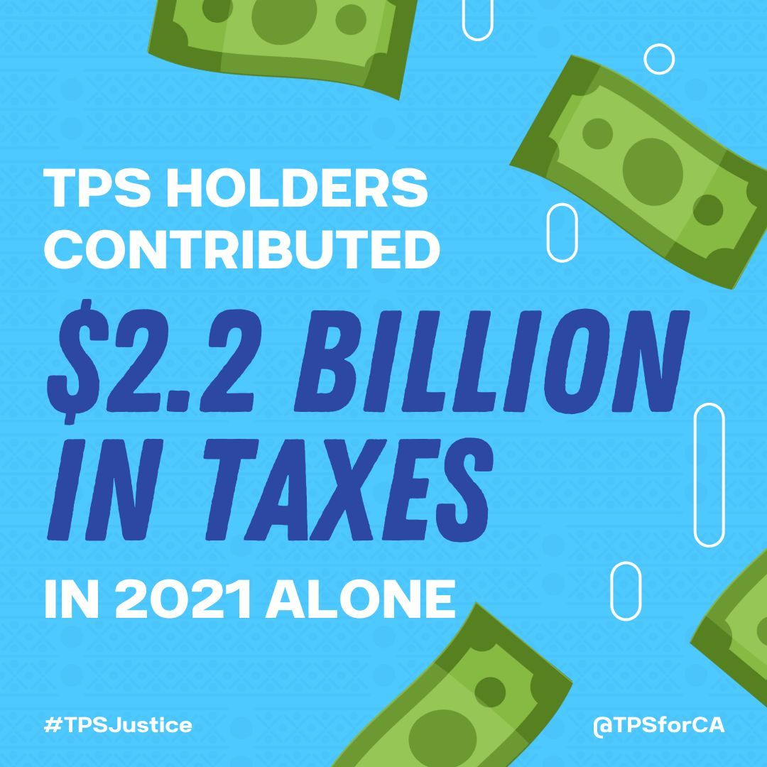 TPS holders contributed $2.2 BILLION in taxes in 2021 alone. Their $8 BILLION spending power flowed back into U.S. businesses, sustaining many and fueling the U.S. economy. @POTUS, for families, for businesses, and for our nation's prosperity- #TPSjustice now!