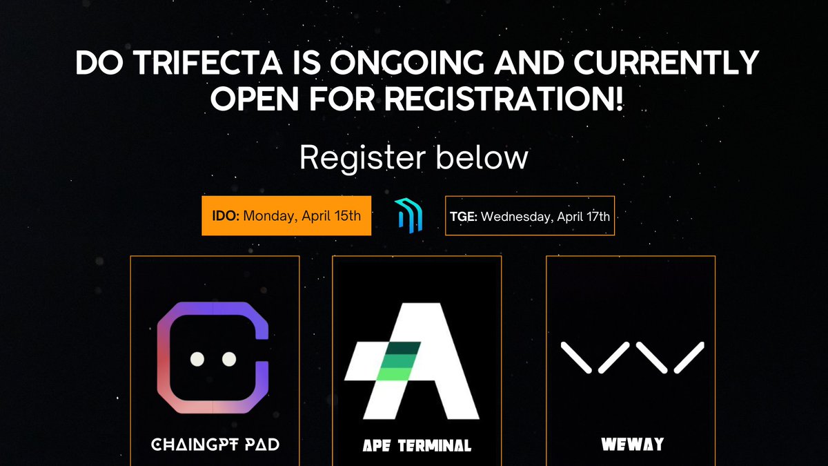 nazarr_0x's tweet photo. Register for the @NuklaiData IDO happening on 3 Launchpads:

1⃣@apeterminal: https://t.co/UYdc8WuLXV
2⃣@ChainGPT_Pad: https://t.co/yuvBxm6MYf
3⃣@WeWay_io: https://t.co/Epkl85BpeJ

IDO Date: April 15th 
TGE Date: April 17th 
#Nuklai #IDO #DeFi #MultiPad #Crypto https://t.co/Sxk6EMu5nr