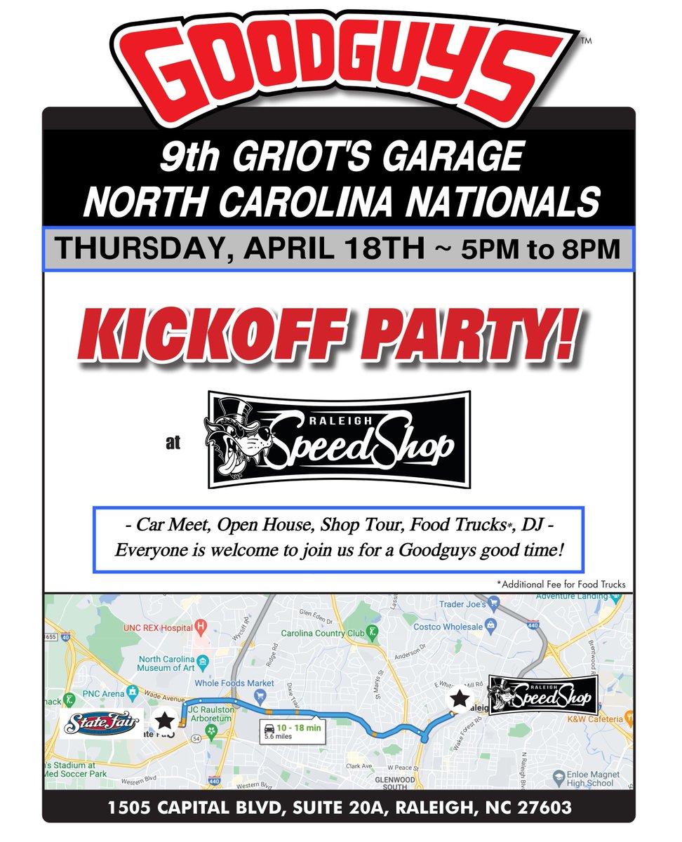 Raleigh_Speed's tweet photo. Don't forget to stop by our shop for the GoodGuys kickoff party. ⁠
April 18th, 5-8pm https://t.co/b7tjJ35wA6