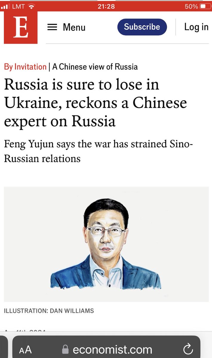 Pekinas universitātes profesors ieliek rakstu britu The Economist, 8 punktos uzskaitot iemeslus RU nespējai uzvarēt ukraiņus. Pu savā infotelpā nav reālas izpratnes, ražošana nevelk, iekšējā stabilitāte nekontrolējama. Vai Ķīnas kursa maiņa, jo nevar jau to rakstīt bez Si ziņas?