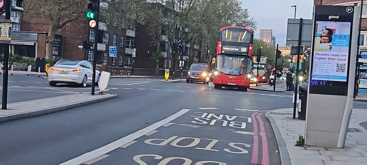 Sat 13 19.55 Bus 188 hit by vehicle turning into Southwark Park Rd. @tfl