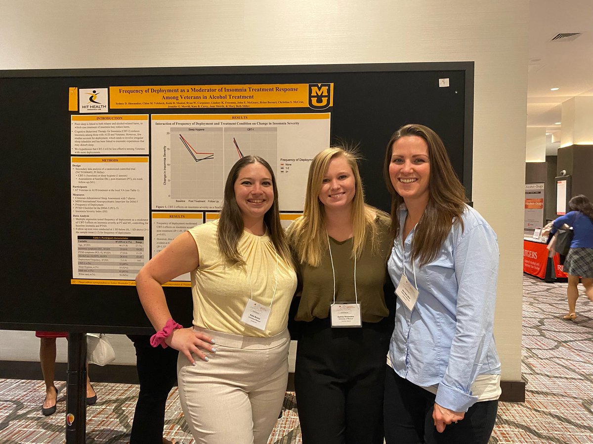 Sydney Shoemaker, M.S. (@syd_shoemaker) on Twitter photo Had so much fun presenting my poster, “Frequency of Deployment Moderates Insomnia Treatment Response Among Veterans in Alcohol Treatment” at #CPA2024! Already excited for next year with <a href="/MBMillerPhD/">Mary Beth Miller</a> and <a href="/katie_moskal/">Katie Moskal, M.S. (she/her)</a>! 😃 Had so much fun presenting my poster, “Frequency of Deployment Moderates Insomnia Treatment Response Among Veterans in Alcohol Treatment” at #CPA2024! Already excited for next year with <a href="/MBMillerPhD/">Mary Beth Miller</a> and <a href="/katie_moskal/">Katie Moskal, M.S. (she/her)</a>! 😃