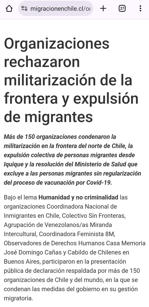 Mas de 150 organizaciones también son responsables de lo que de vive en Chile. migracionenchile.cl/organizaciones…
