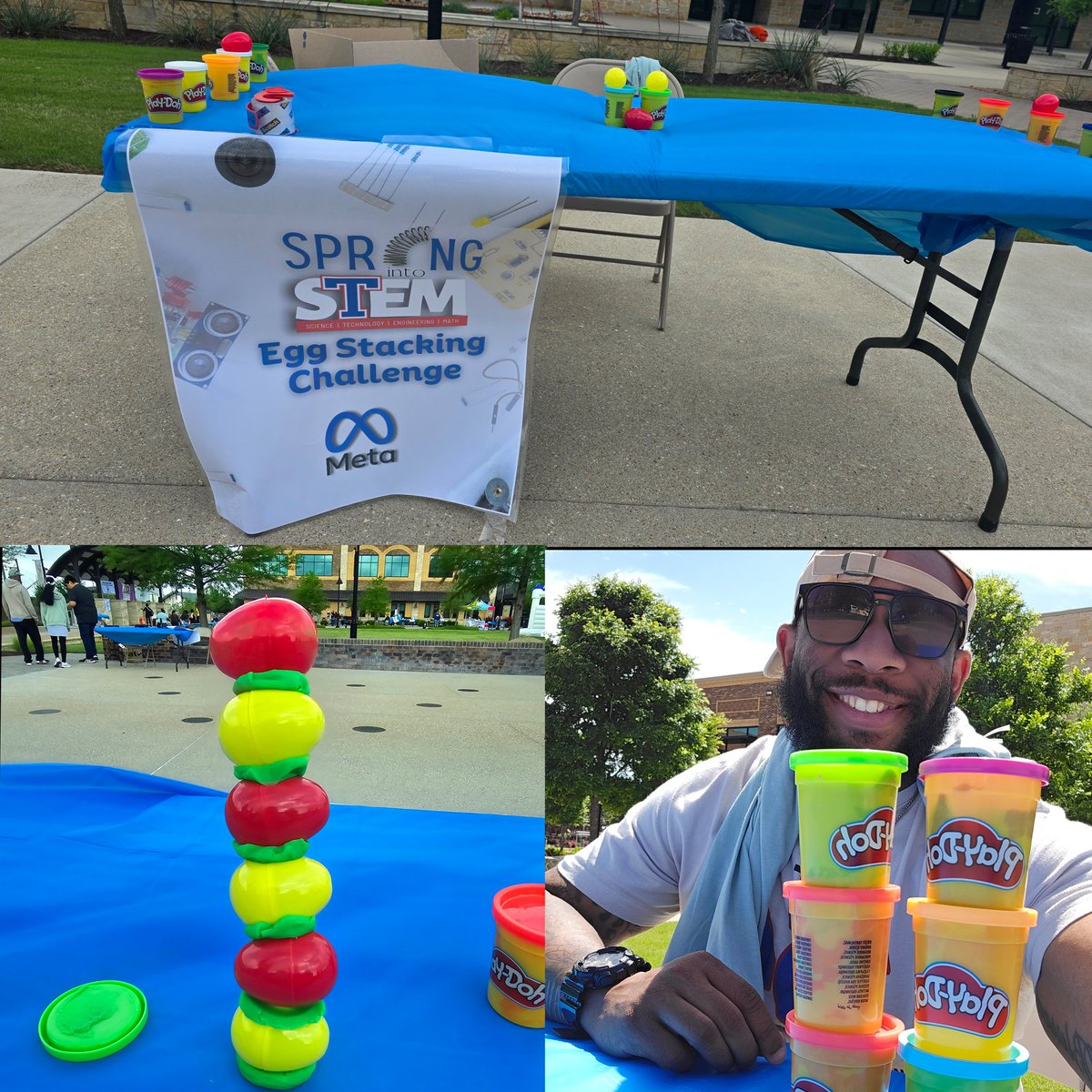 Had fun volunteering at the community Spring STEM Day #eggstacking #stem @aojvoice @LamarTISD