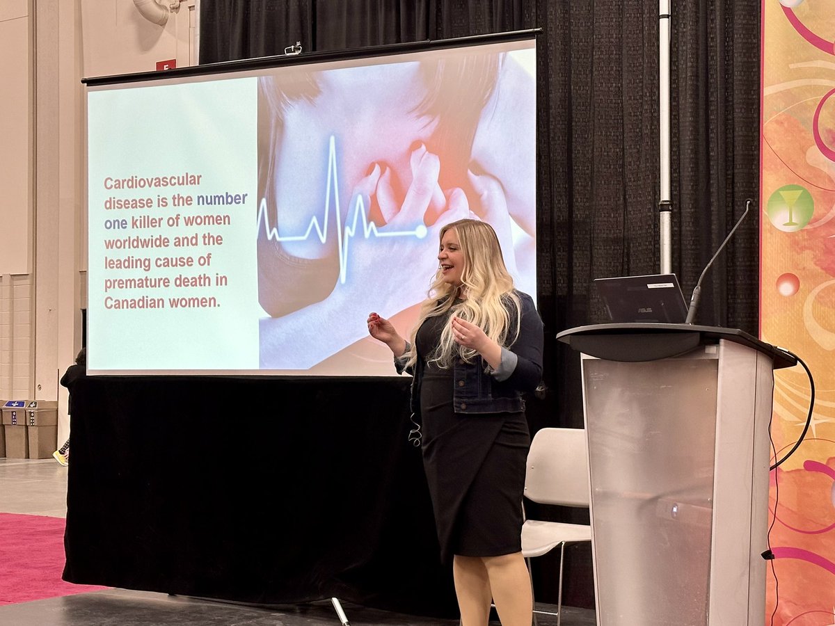 So excited to have the opportunity to listen to my amazing sister, @DrSandiDumanski, talk about #WomensHeartHealth at the @ntlwomenshow in #yyc 👏 @LibinInstitute @UCalgaryMed