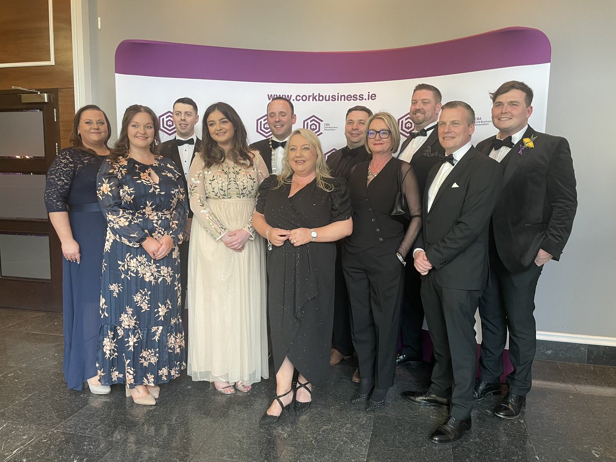 No1CorkHotel's tweet photo. Our team are delighted to attend the @CBA_cork annual dinner. Best wishes to @TrigonHotels MD  @AaronMansworth in his presidency #cbaawards https://t.co/gvGFbXpx3A