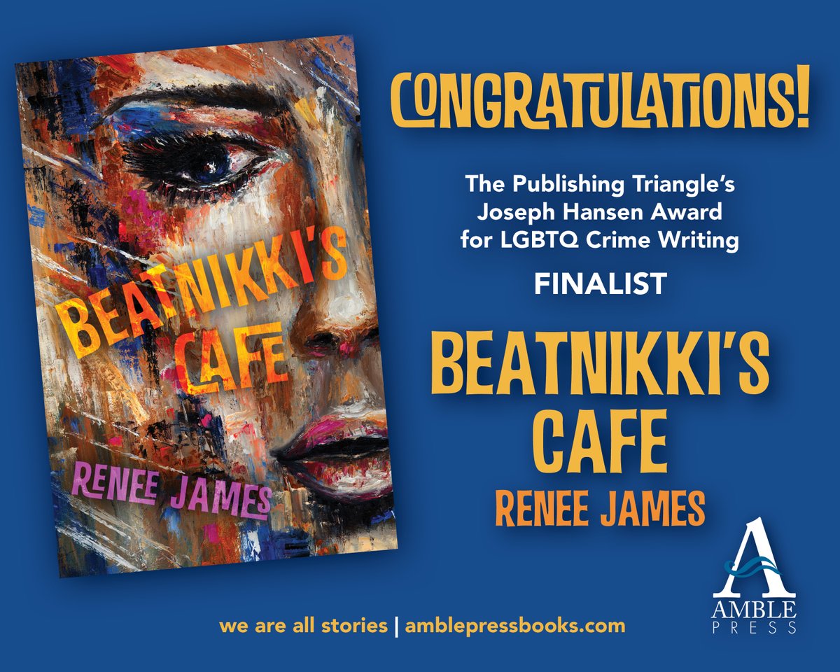 Did you hear? Renee James's BEATNIKKI'S CAFE is a finalist in The Publishing Triangle's Joseph Hansen Award for LGBTQ+ Crime Writing! loom.ly/ZPBJ0so Way to go, Renee! To celebrate, BEATNIKKI'S CAFE is on sale thru 4/17! loom.ly/sbwtG4w Ebook $7.99 PB $15.95