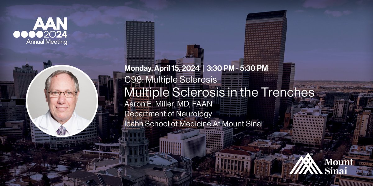 Dive into the complexities of #MultipleSclerosis management with @SKriegerMD & Aaron E. Miller, MD, FAAN today from 3:30 - 5:30 pm. Gain insights into DMT selection, NMOSD management, and navigating social & medical situations in MS care. #AANAM #MSManagement #Neurology