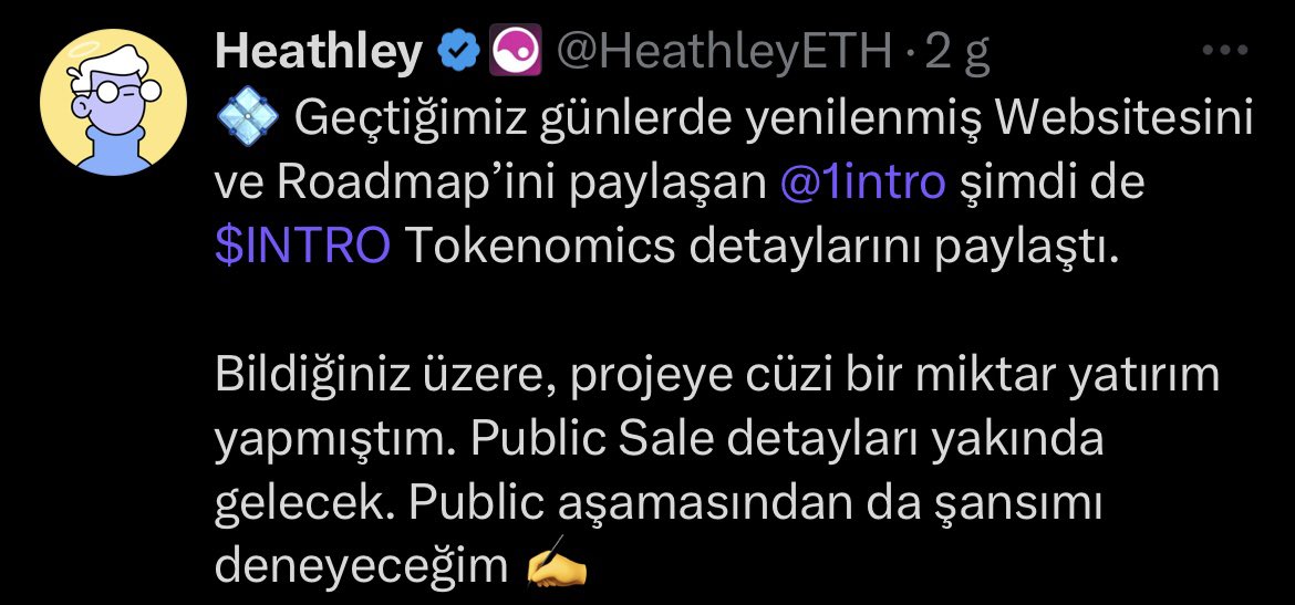 💠 Bugün Timeline’daki @1intro muhabbetini gördüm. Bir konuya açıklık getirmek istiyorum. ➖ Aklınıza gelebilecek bütün Launchpad’lerde KOL olarak yer alıyorum. Ayrıca tahmin edeceğiniz üzere global dahil bütün projelere ulaşabilecek bir network sahibiyim. Launchpad’lere her ay…