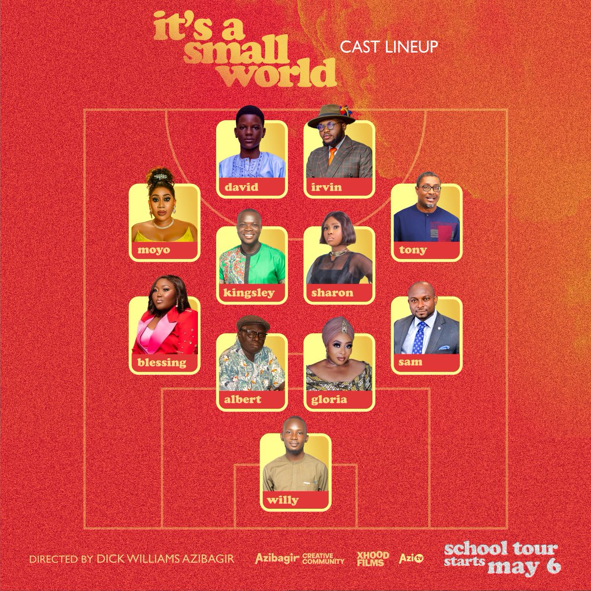 Cast Line Up (Official Poster 2)
What’s that taboo society shy away from talking about? IT’S A SMALL WORLD (boy child molestation story) talks about it all.
SCHOOL TOUR STARTS MAY 6 🚀
#itsasmallworldthemovie #nollywood #boychild #Coachella