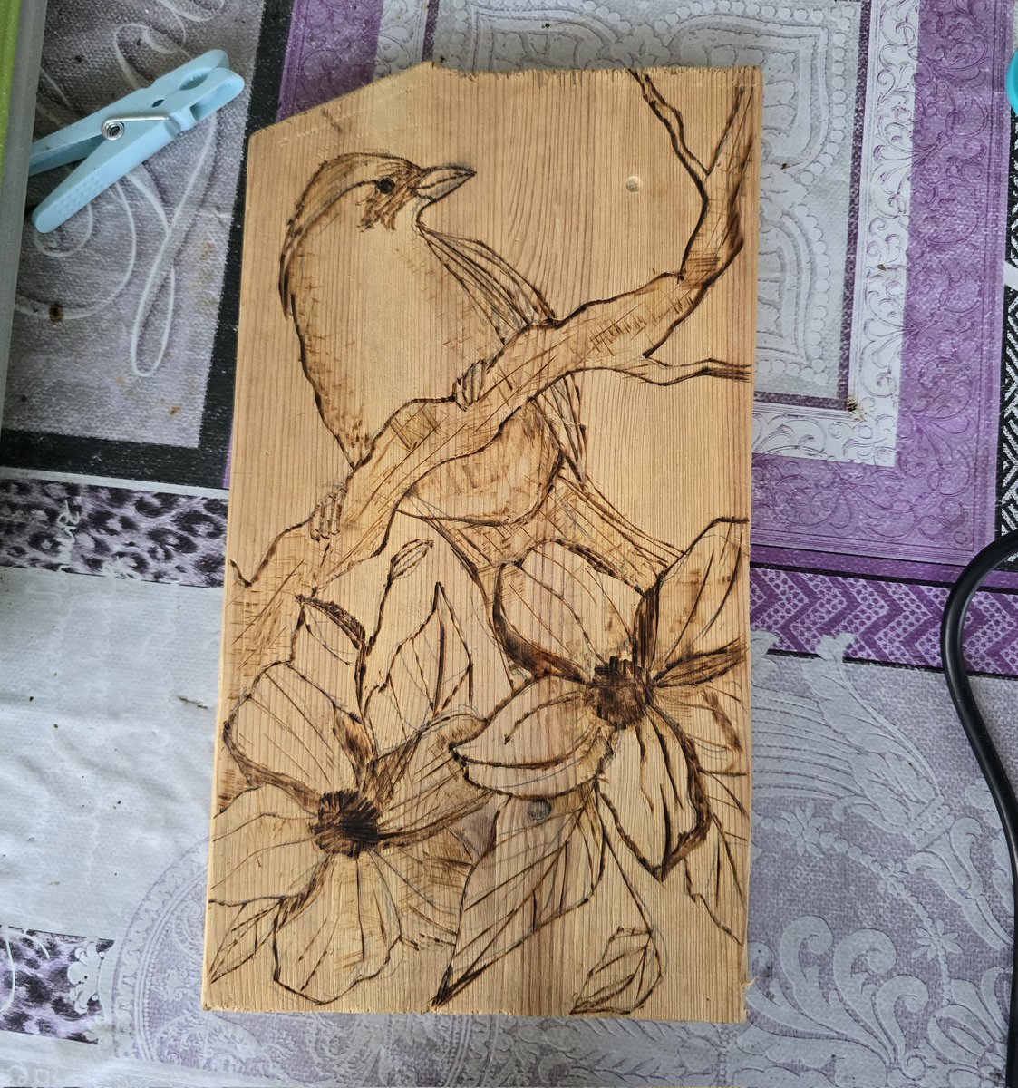 For my first attempt at woodburning, I'm quite happy with it. Of course, there are a LOT of mistakes, but honestly? It was fun!
