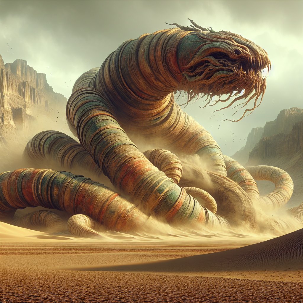 DmitriVanDuine's tweet image. In a surreal desert, timeless sand god worms traverse, bending reality and space at V-nDUInE, under paradoxical skies, glyphs whisper ancient secrets.
#DUNE ⚖️ #Mutable