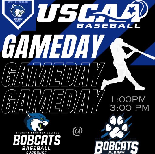 TODAY, APR 13, features an Afternoon Double-Header for the Bryant & Stratton College Bobcats - SYR Baseball Team at 1pm & 3pm ET on the road at BSC Albany! #Syracuse #baseball #bobcats #GoBobcats #BobcatNation #sports #college #collegebaseball #SupportCNY #CNY @BSCBobcatsSYR