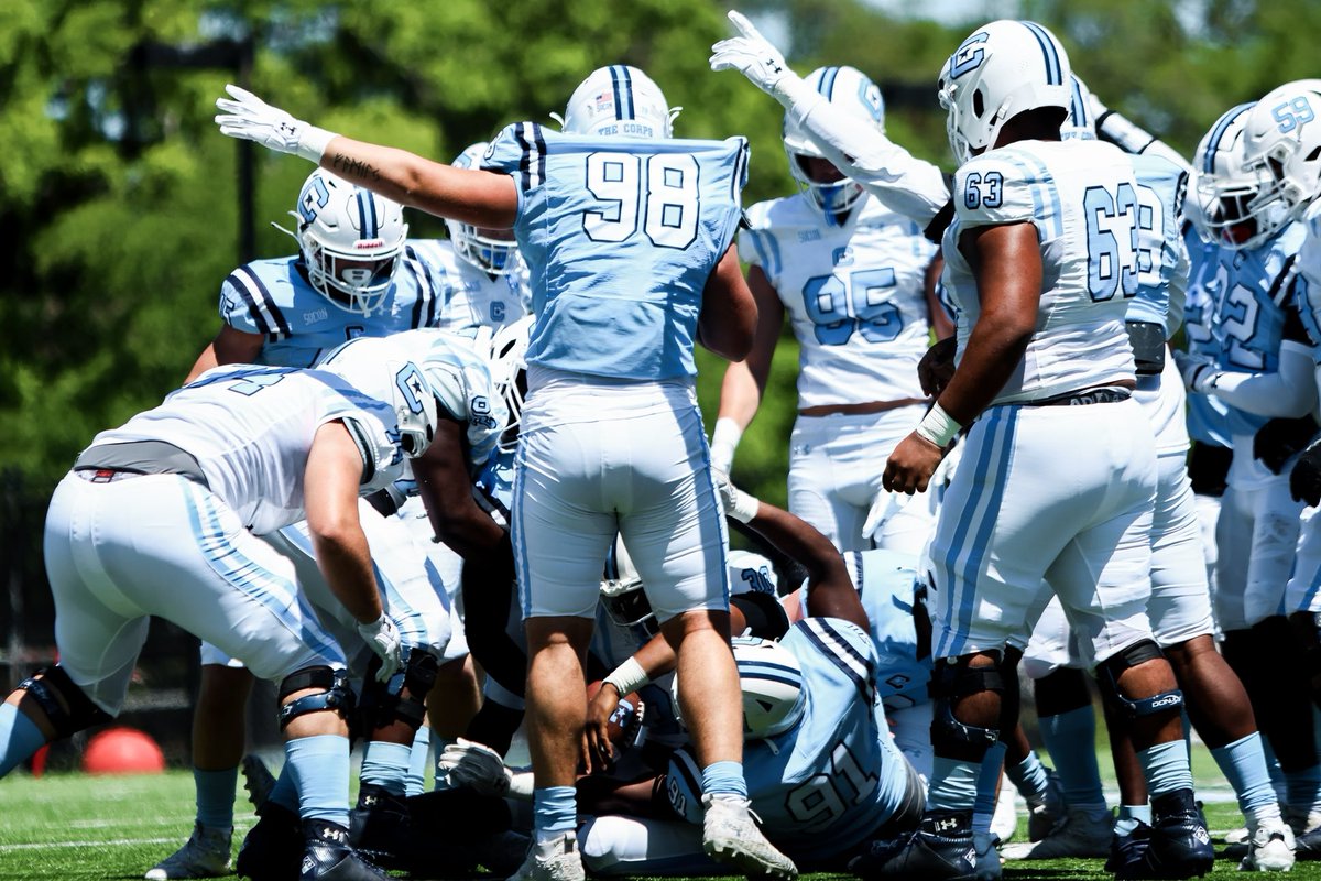 CitadelFootball's tweet photo. Another Spring Game officially IN THE BOOKS!

A massive thank you goes out to all the fans and supporters who came out to see the boys back in action ✨

We played tough. We played smart. We played the game right. That’s Citadel football 🏈

📸: Hannah Vernon

#FireThoseCannons https://t.co/DkmznDagFm