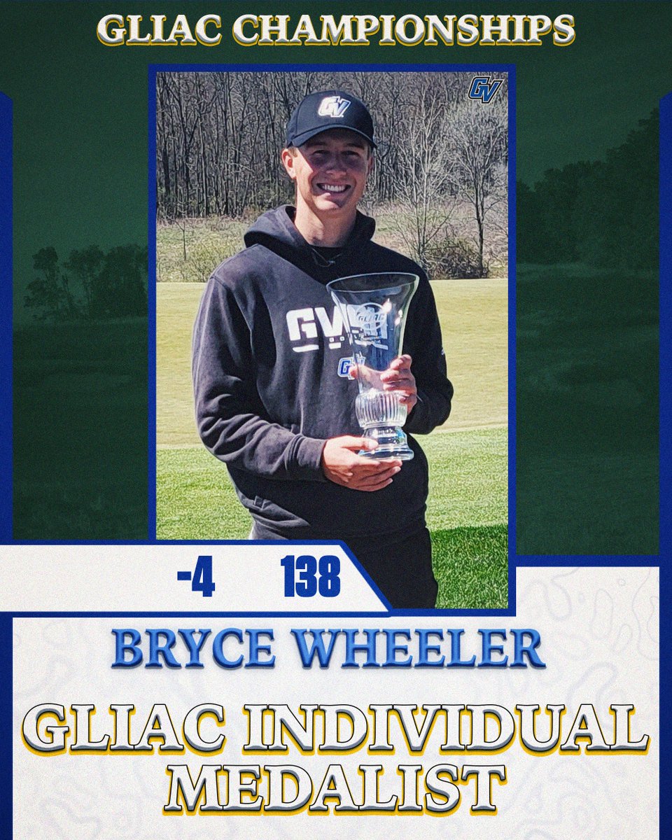 What a way to get your first career win! Bryce Wheeler shoots a second round of 65 (-6) to jump into first place and win the GLIAC Individual Medalist! 🥇 #AnchorUp