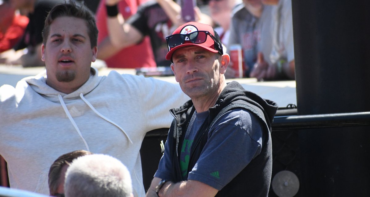 jdemling's tweet photo. Louisville AD Josh Heird and @Brohm_brady spotted at Louisville baseball game today by @michaelmccammon 

Cards up 9-5. https://t.co/tZriN0wPhK