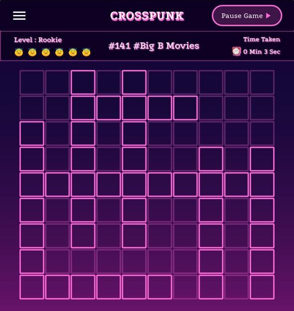 #CrossPunk A fascinating one on #BigB's #movies created by Nagasai today (midnight onwards) @SrBachchan @juniorbachchan @Bollywoodirect @FilmHistoryPic Try my latest invention, a #crossword with an interesting twist here crosspunk.com #AmitabhBachchan #puzzle #game