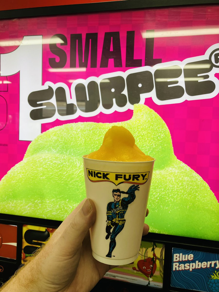 RockoJerome's tweet photo. @iamsteranko Your 1975 Nick Fury Slurpee cup once again contains Slurpee. The circle is complete! https://t.co/pKcEMGJSv8