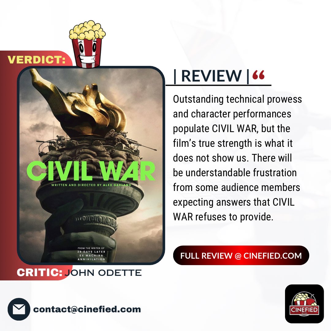 READ Our Movie Review @ Cinefied.com: cinefied.com/civilwarmovier… [ #civilwar @A24 ]