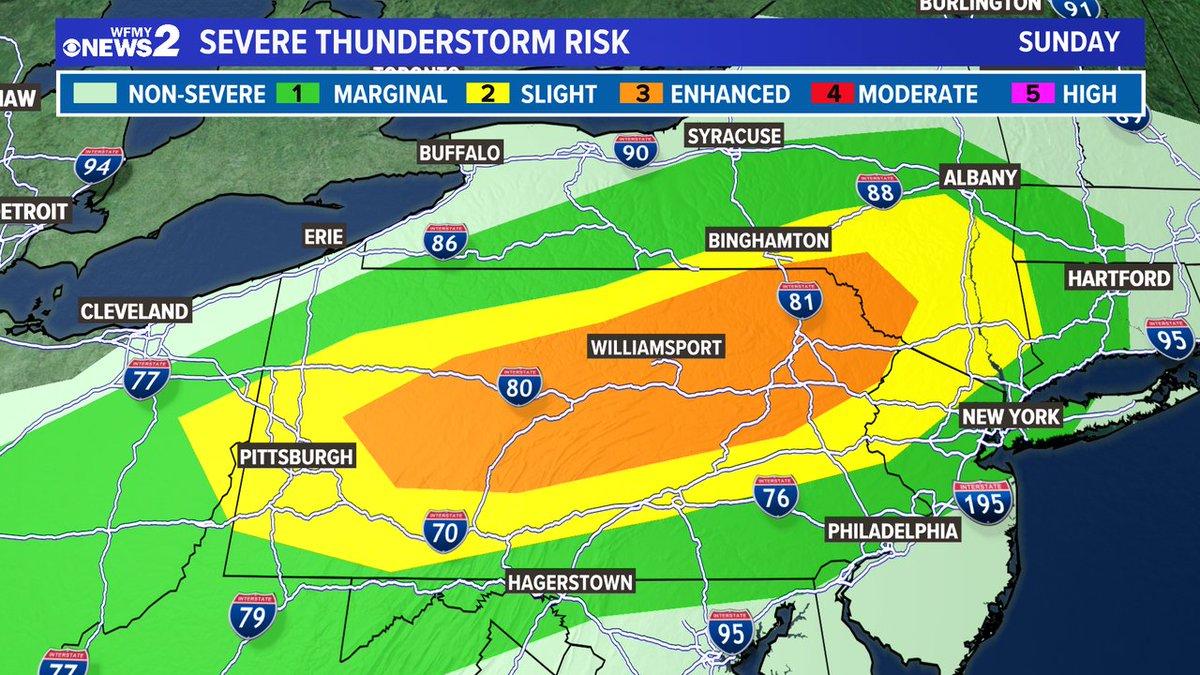 Really a wild severe thunderstorm risk for PA Sunday afternoon.