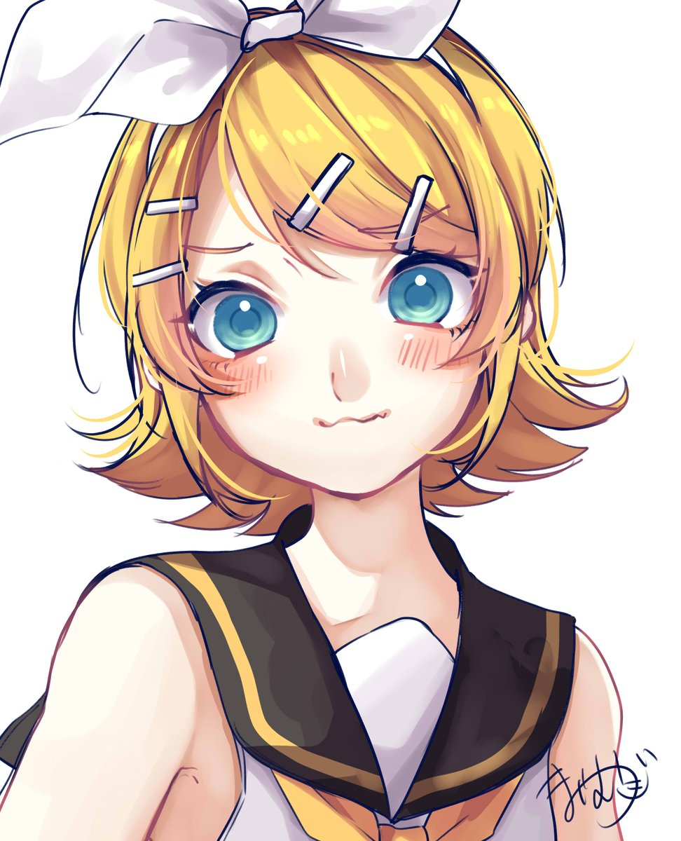 kagamine rin 1girl solo looking at viewer blush smile short hair blue eyes  illustration images
