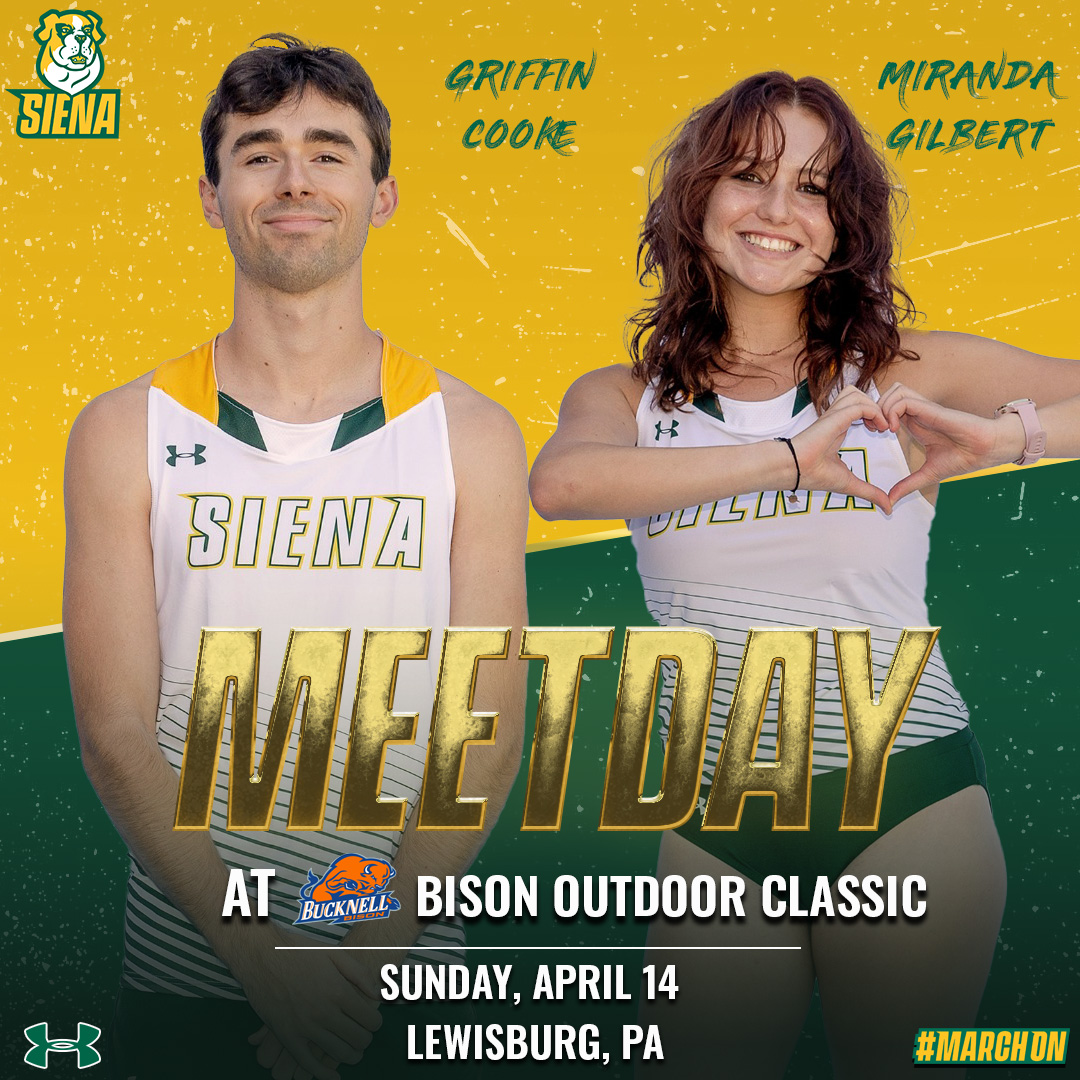 🎽 More time on the track on tap at the Bucknell Outdoor Classic! 🏟️ Christy Mathewson-Memorial Stadium 📍 Lewisburg, PA 📊 t.ly/GvK0n #MarchOn x #SienaSaints x #NCAATrack