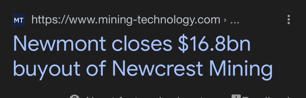 Not to mention, Newmont has a taste for acquisitions...