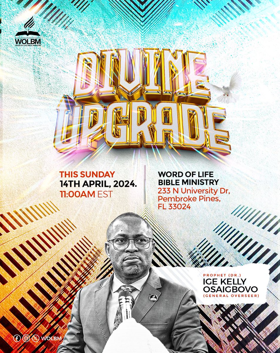 WOLBM_'s tweet image. This Sunday, we are about to enter a new realm of kingdom wisdom and understanding.

This is not a service you want to miss. Come prepared, come expectant, and come with an open mind to hear from God.

See you in church.

#WOLBM #SeeYouInChurch #MiamiChurch #Kingdom