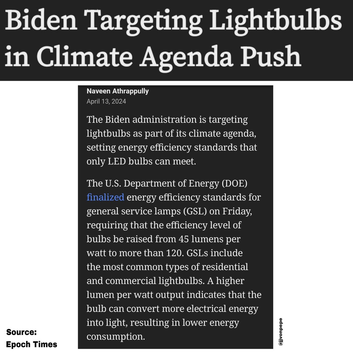 Brandon is coming for our light bulbs.

#environmental #ENERY #ClimateScam #ClimateHoax #BidenAdministration #Biden #democr