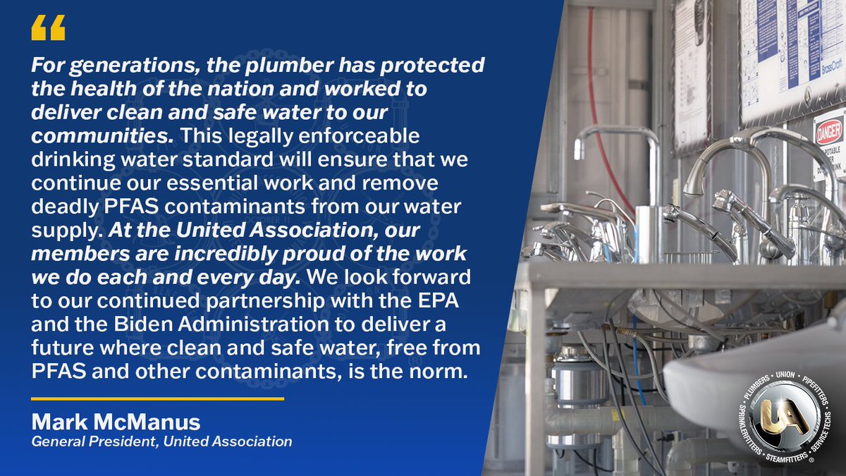 New @EPA standards reinforce our mission. UA plumbers are committed to protecting the health of the nation and ensuring safe water for all.