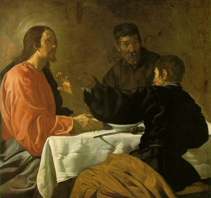The Supper at Emmaus (ca 1620) by Velasquez ( (Diego Rodríguez de Silva y Velázquez) 1599-1660
#DivinityArrived #soulfulart #artandfaith #apaintingeveryday
#LoveCameDown #betweenstories #KyrieEleison #goodfriday #easter #resurrection #emmaus Info from metmuseum.org 1/4
