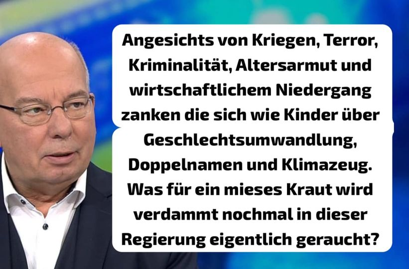 Rainer Wendt, Bundesvorsitzender der Deutschen Polizeigewerkschaft: 'Die Gesellschaft in Deutschland verzweifelt an dieser  Realitätsferne deutscher Politik. Hoffentlich habe ich da jetzt  niemanden versehentlich delegitimiert…'