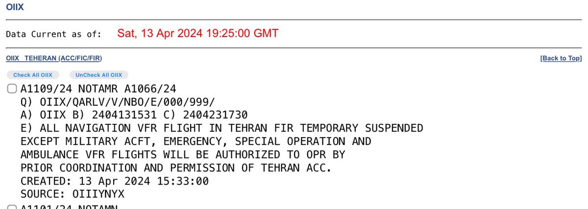 BREAKING: Iran closes airspace over Tehran.