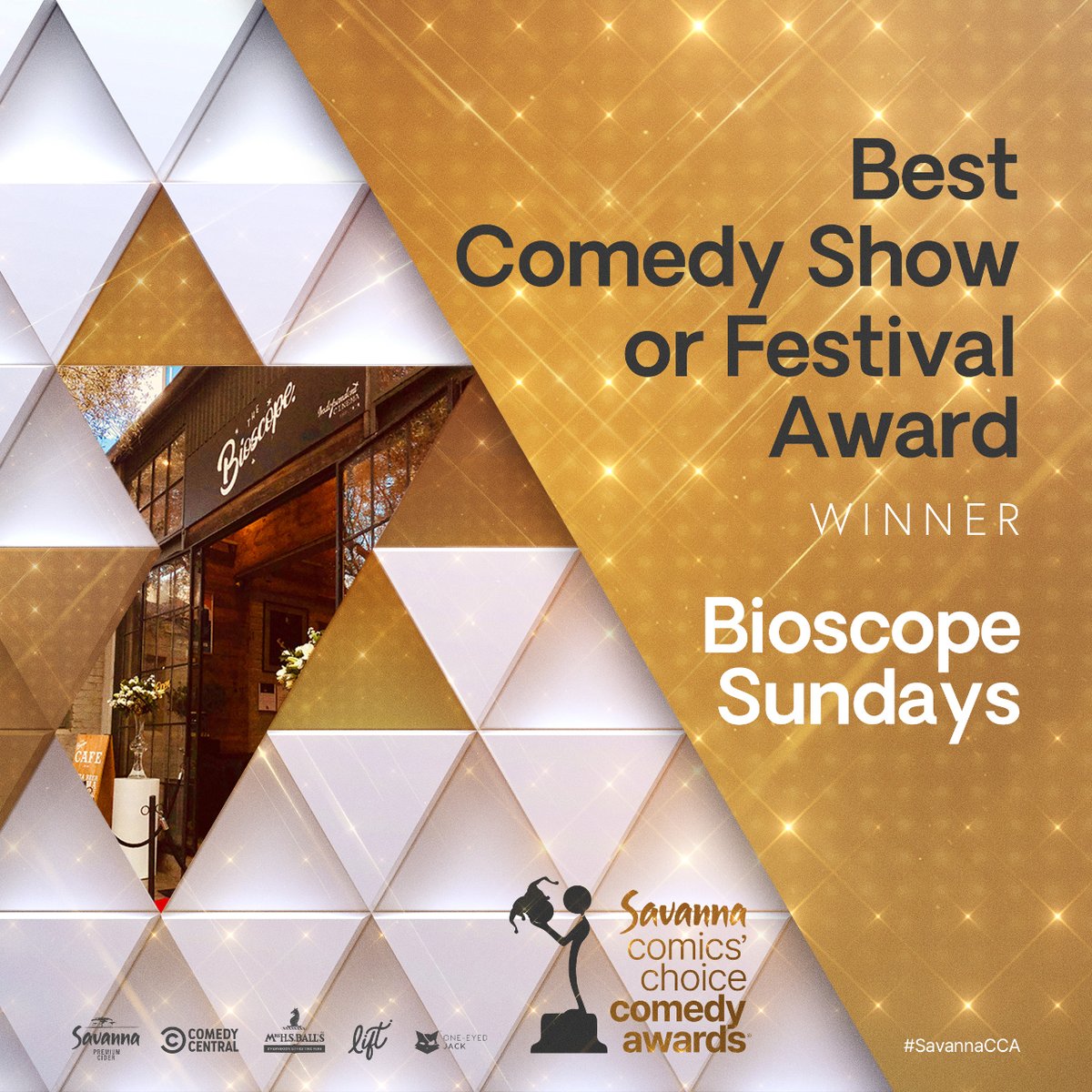 Drumroll, please! 

We've got a winner in the house for the Best Comedy Show or Festival Award category! Say hello to Bioscope Sundays the ultimate laughter haven that's kept our funny bones tingling all year long!

#SavannaCCA