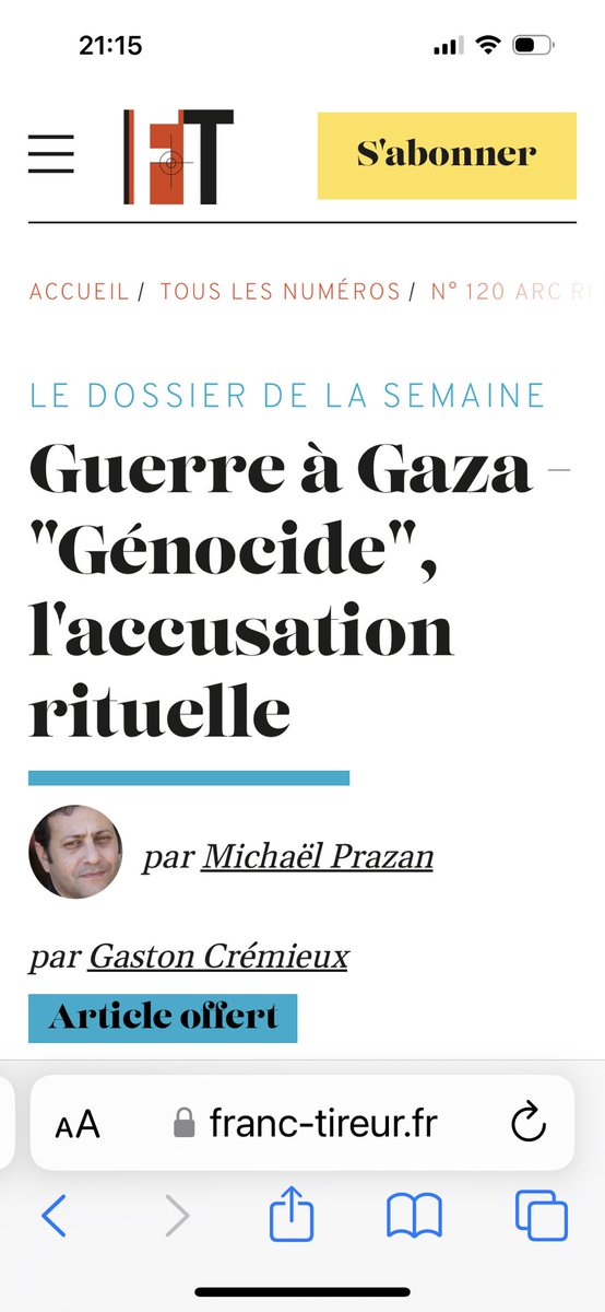 Alors qu’Israël vit sous une pluie de roquettes, menacée par l’Iran, après les pogroms du Hamas, nous mettons en accès libre notre enquête sur l’accusation rituelle de « génocide » et son origine. Mal nommer, c’est ajouter au malheur du monde. 👁️ franc-tireur.fr/guerre-a-gaza-…