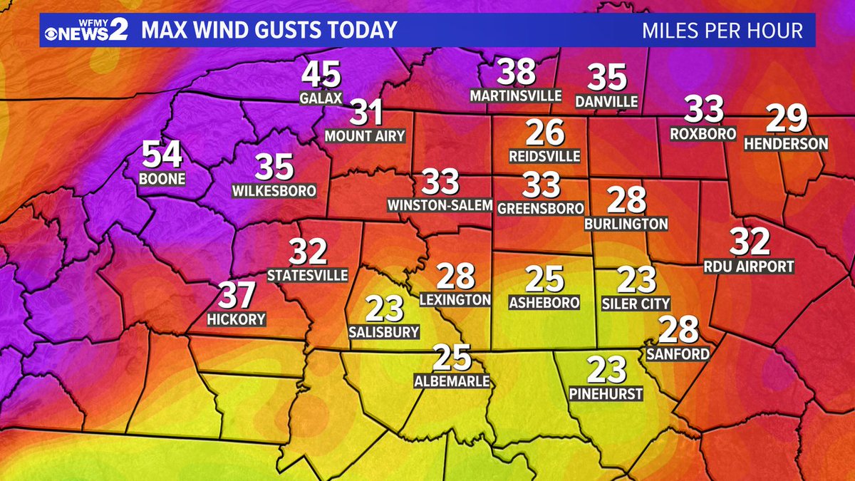 Wind gusts have again been over 30 mph at times today. A bit less breezy for Sunday, but still some gusts around 25 mph.