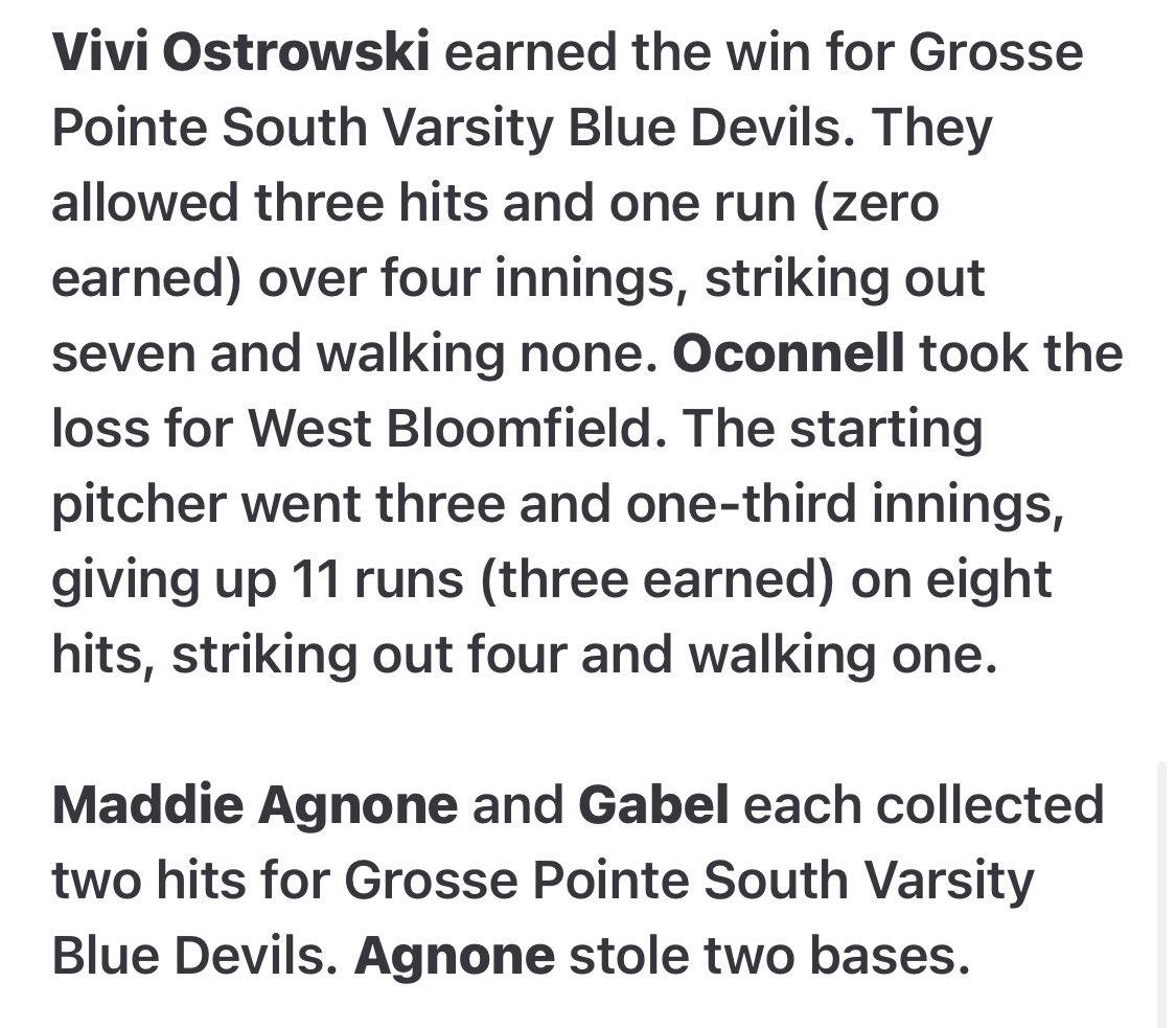 GPSouth_AD's tweet photo. Varsity Softball won the 2nd game of the tournament 11-1 against West Bloomfield. The girls bats have continued to stay hot and pitching is on point. Great job Blue Devils! https://t.co/yznEu06MNE