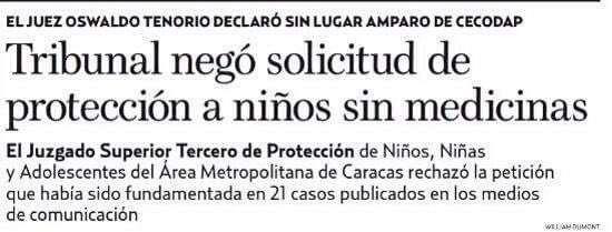 Hoy #13Abr se cumplen 8 años cuando el Juez Oswaldo Tenorio del Tribunal Superior Tercero del Circuito Judicial de Protección del Niño, Niña y Adolescentes de Caracas publicó la sentencia que negó las medidas preventivas anticipadas para la protección de los niños frente al…