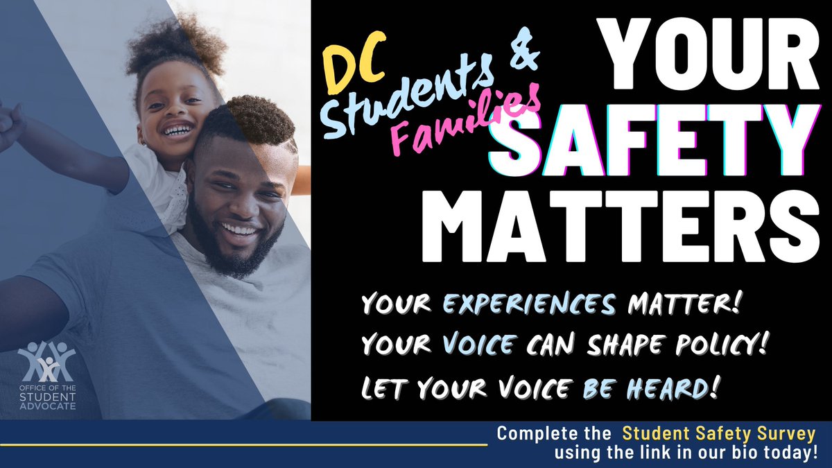 🚨🚨🚨 Attention ALL DC students & families 🚨🚨🚨 Your voice matters! Your experiences can shape policies in DC related to your safety! Let your voice be heard! Complete our Student & Family Safety Survey here: buff.ly/3U2a7GL
