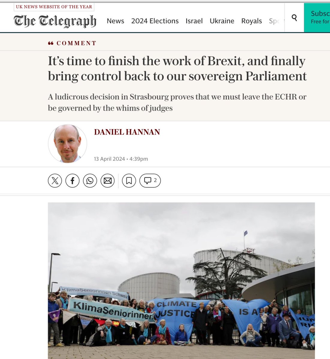 Daniel Hannan strikes the starter gun on framing the need to leave the ECHR as taking back control. How does leaving ourselves totally isolated in a trade war with our closest allies as Putin threatens Europe do anything except ensure abject carnage. Enough of these traitors!…