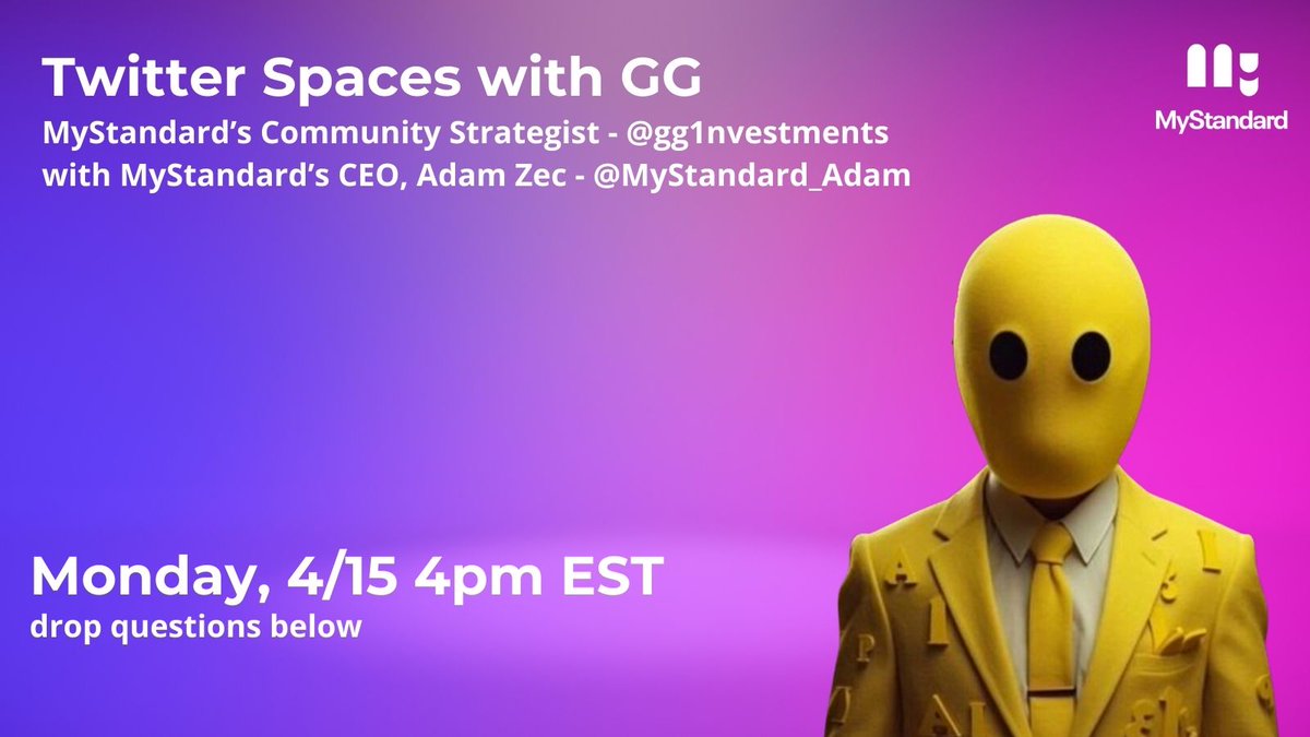 RSVP now for Monday's spaces with @GG1nvestments and @MyStandard_Adam. Learn about launch partners, app release updates, and a complete picture of what to expect from us in the coming weeks. Drop some questions below: x.com/i/spaces/1BRKj…