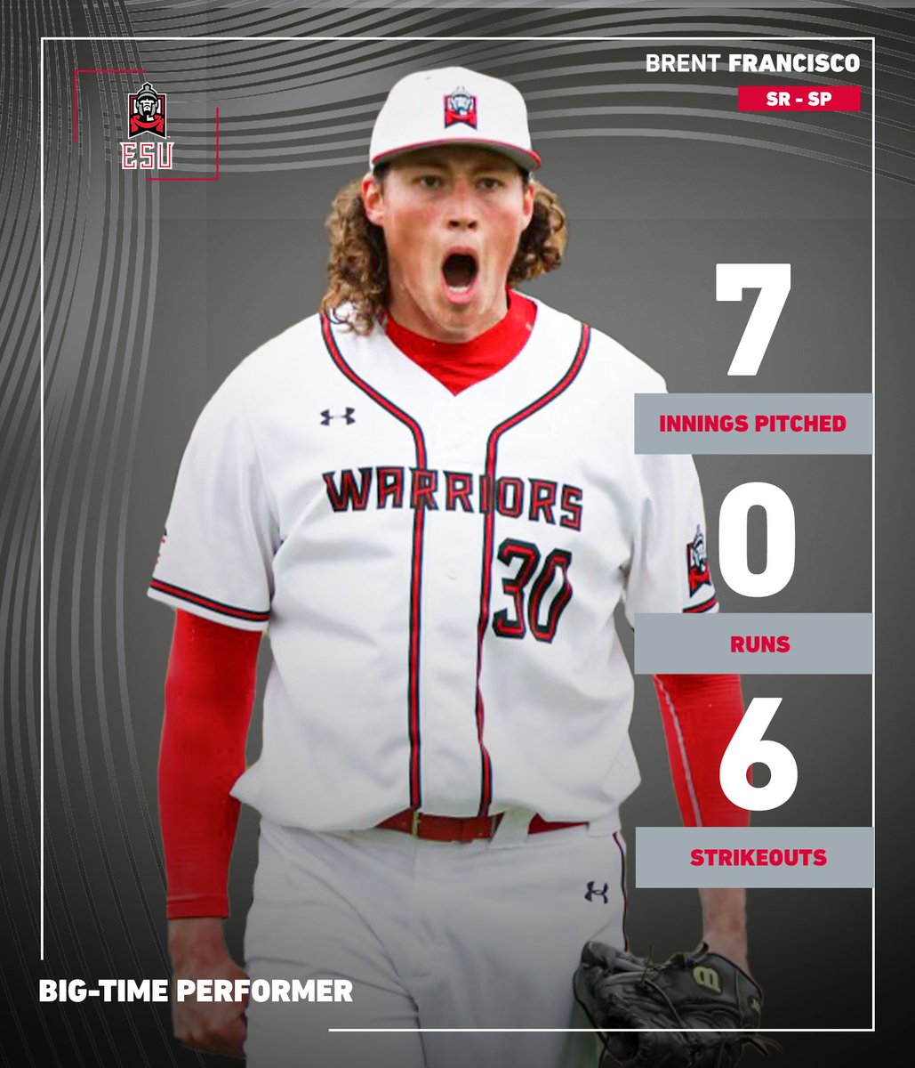 BRENT FRANCISCO😤 The reigning NCBWA Atlantic Region and PSAC East Pitcher of the Week continues to shine! ⚔️8-0 ⚔️1.64 ERA ⚔️.60 WHIP ⚔️19.0 scoreless-innings streak #WhereWarriorsBelong