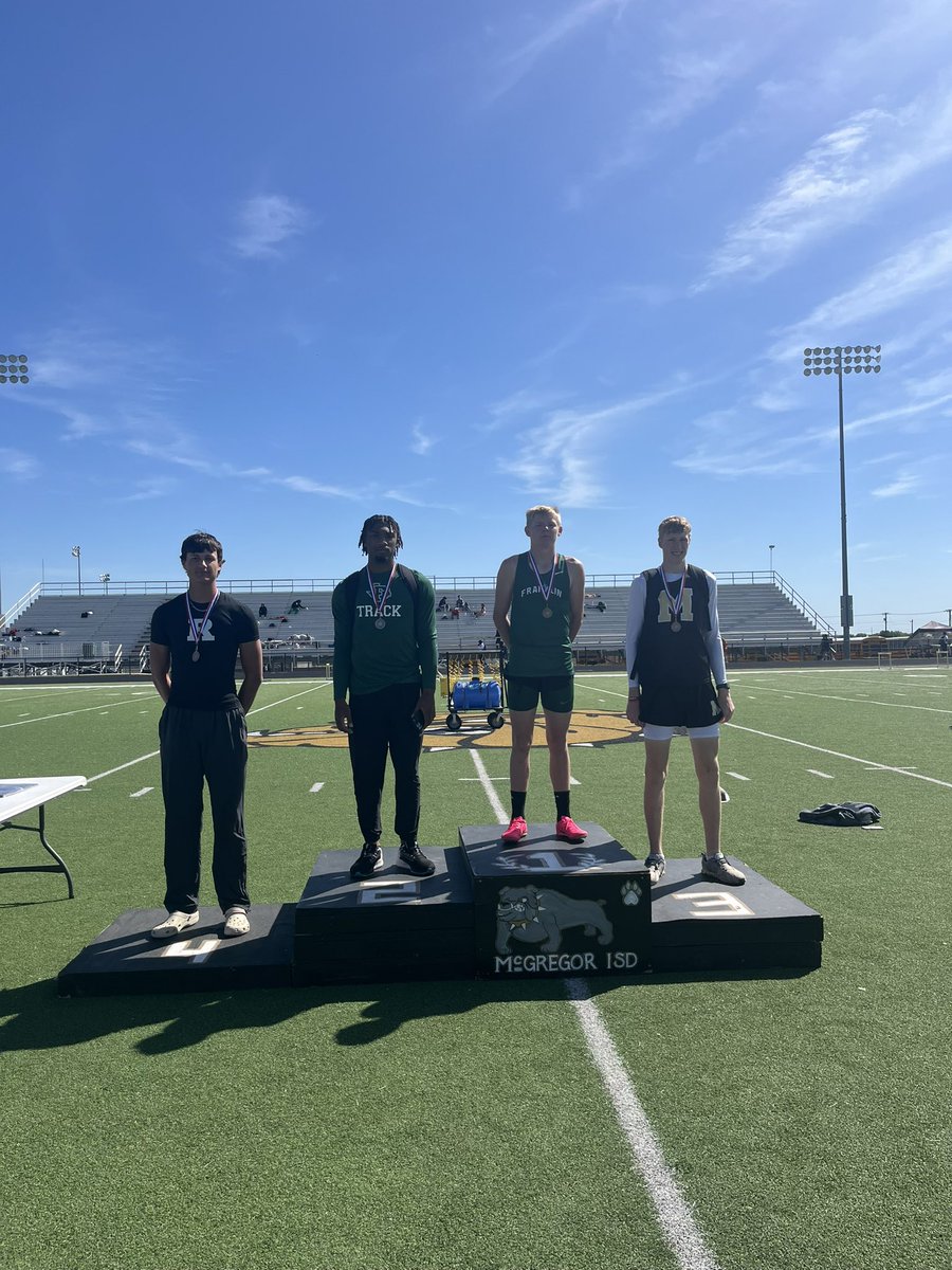 Wade Stallones, 1st place at area with a jump of 6’4”. Devyn Hidrogo 2nd place with a jump of 6’2”. Both qualified for the regional track meet.